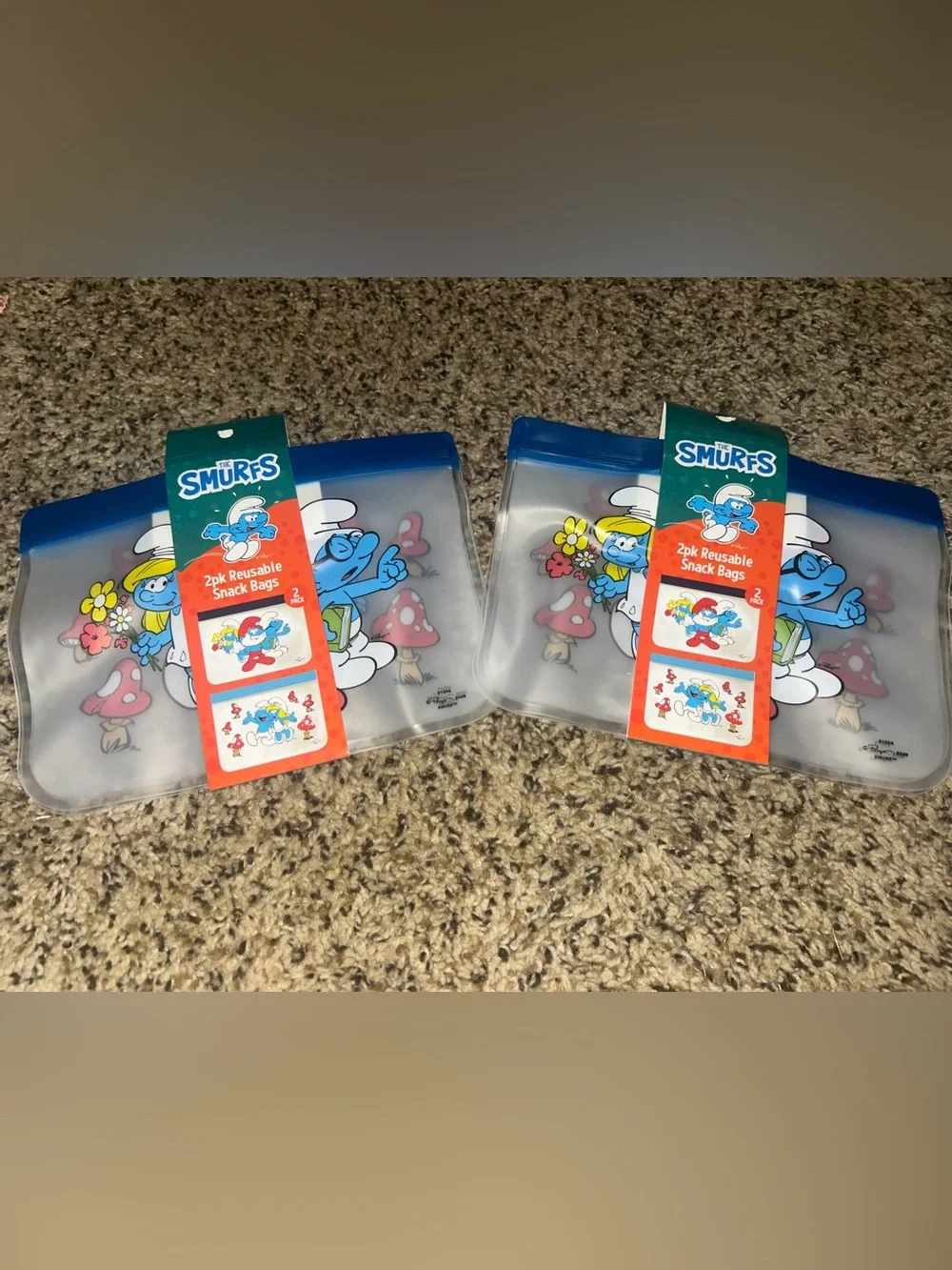 Smurf Reusable Snack Bags - 4 Pack
